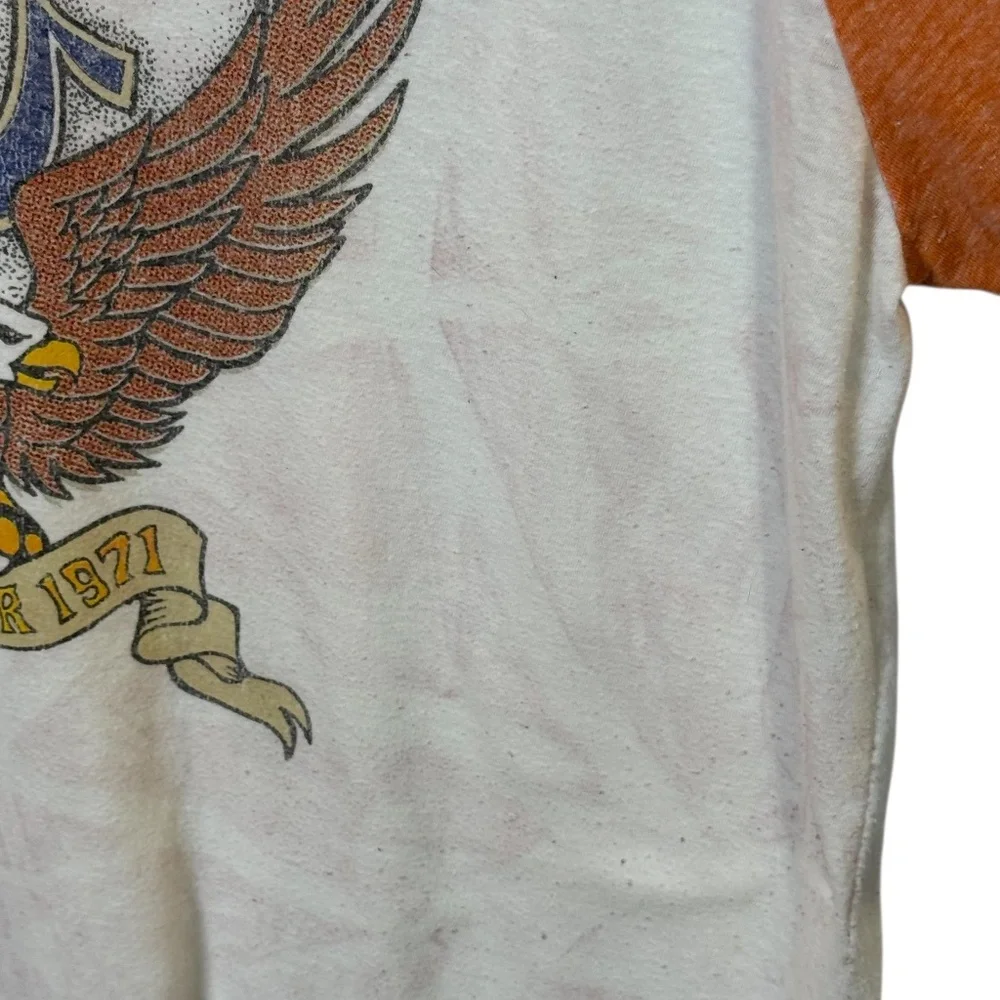 True Religion World Tour Orange and Tan Raglan Tee XXL